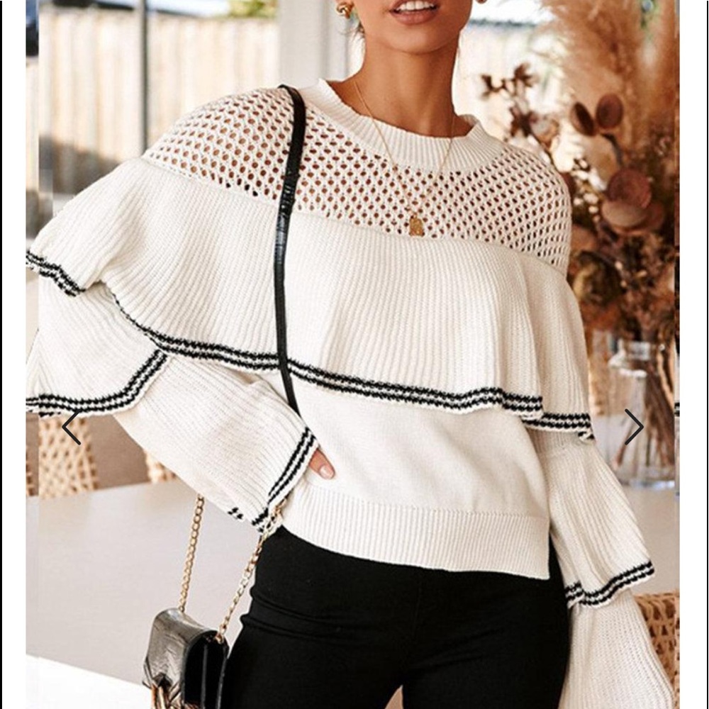 Nylon Apparel Cascading Ruffle Sweater - Picture 3 of 7